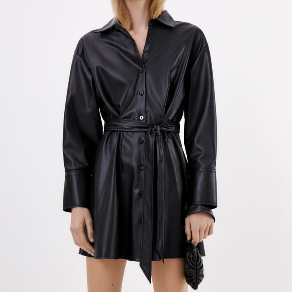 Zara Leather Black Dress